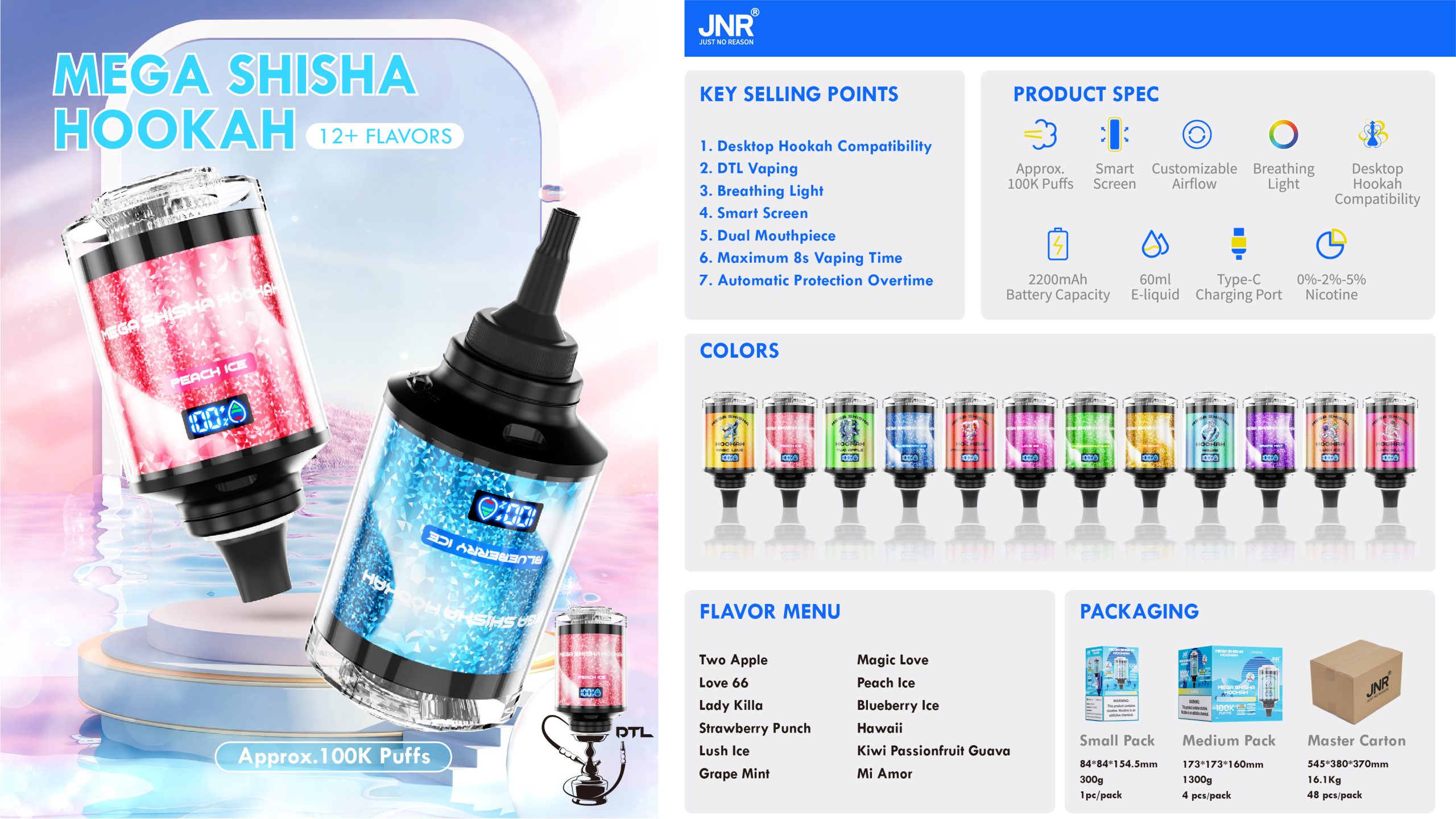 JNR MEGA SHISHA HOOKAH 100000 Puffs