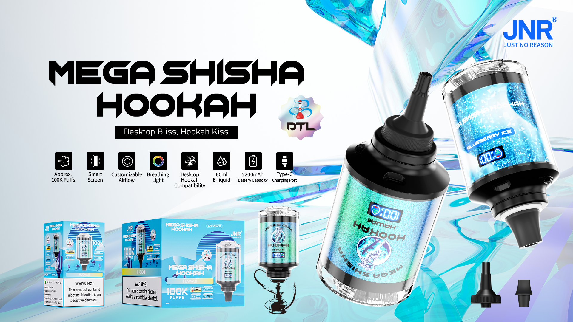 JNR MEGA SHISHA HOOKAH 100000 Puffs